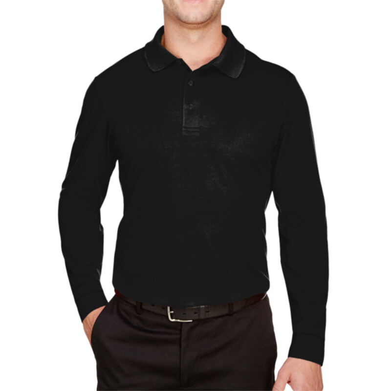 Men's Tall CrownLux Performance® Plaited Long Sleeve Polo Thumbnail